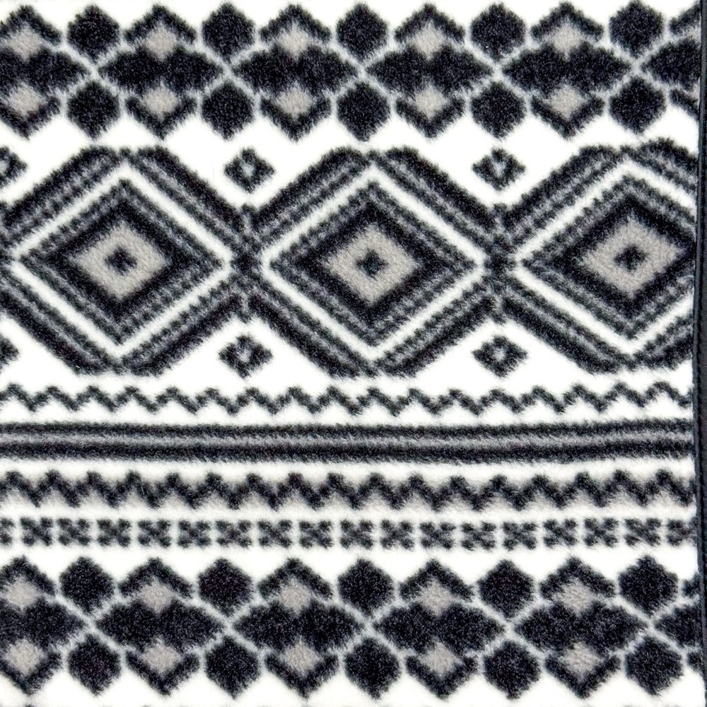 Talbots Womens 2X Black White Fair Isle Fleece Zip Jacket Geometric Nordic New - Picture 4 of 13